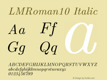 LMRoman10 Italic Version 2.004  Font Sample
