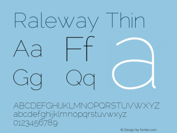 Raleway Thin Version 1.0 Font Sample
