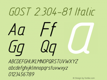 GOST 2.304-81 Italic Version 0.7.4 Font Sample