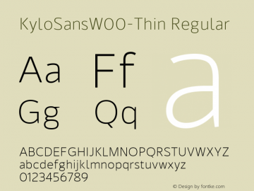 KyloSansW00-Thin Regular Version 1.00 Font Sample