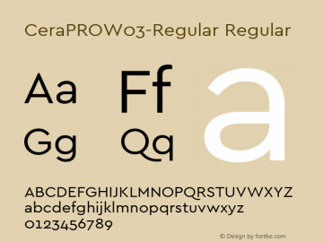 CeraPROW03-Regular Regular Version 2.00 Font Sample