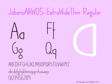 JabanaAltW05-ExtraWideThin Regular Version 1.10图片样张