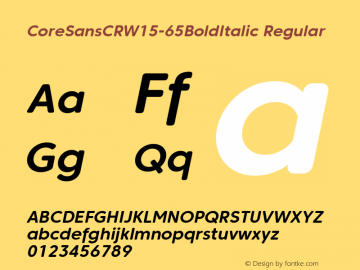 CoreSansCRW15-65BoldItalic Regular Version 1.00图片样张