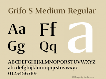 Grifo S Medium Regular Version 1.000;PS 001.000;hotconv 1.0.88;makeotf.lib2.5.64775 Font Sample