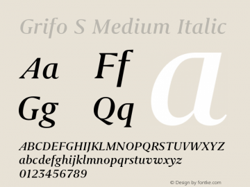 Grifo S Medium Italic Version 1.000;PS 001.000;hotconv 1.0.88;makeotf.lib2.5.64775图片样张