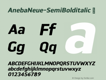 AnebaNeue-SemiBolditalic ☞ Version 1.000;PS 001.000;hotconv 1.0.88;makeotf.lib2.5.64775;com.myfonts.easy.borutta.aneba-neue.semibold-italic.wfkit2.version.4Cc7图片样张