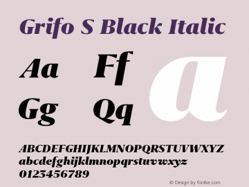 Grifo S Black Italic Version 1.000;PS 001.000;hotconv 1.0.88;makeotf.lib2.5.64775图片样张