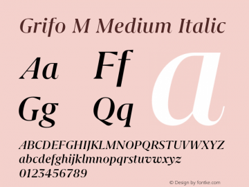 Grifo M Medium Italic Version 1.000;PS 001.000;hotconv 1.0.88;makeotf.lib2.5.64775图片样张