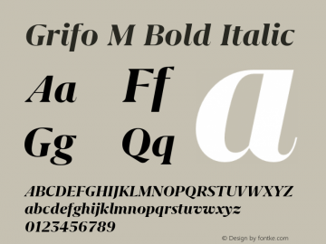 Grifo M Bold Italic Version 1.000;PS 001.000;hotconv 1.0.88;makeotf.lib2.5.64775图片样张