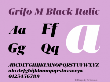 Grifo M Black Italic Version 1.000;PS 001.000;hotconv 1.0.88;makeotf.lib2.5.64775 Font Sample
