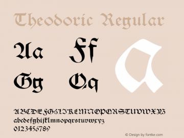 Theodoric Regular Altsys Fontographer 4.0.3 03.06.1994 Font Sample