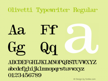 Olivetti Typewriter Regular Version 1.000 2008 initial release; Font Sample