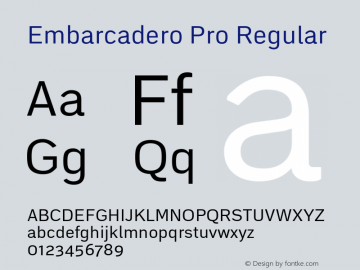 Embarcadero Pro Regular Version 1.000 Font Sample