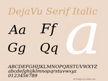 DejaVu Serif Italic Version 2.37 Font Sample