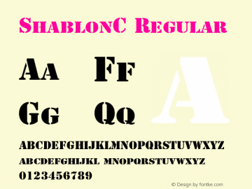 ShablonC Regular 001.010 Font Sample