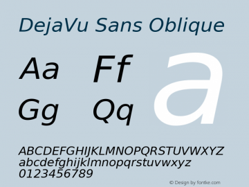 DejaVu Sans Oblique Version 2.37 Font Sample