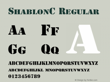 ShablonC Regular OTF 1.0;PS 001.010;Core 116;AOCW 1.0 161 Font Sample