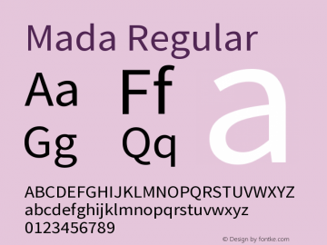 Mada Regular Version 1.003 Font Sample