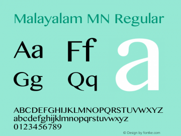 Malayalam MN Regular 12.0d1e1 Font Sample