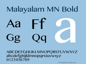 Malayalam MN Bold 12.0d1e1 Font Sample