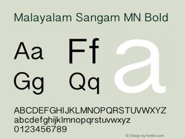 Malayalam Sangam MN Bold 12.0d1e1 Font Sample