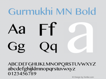 Gurmukhi MN Bold 12.0d1e1 Font Sample