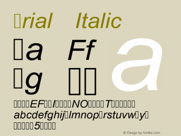 Arial Italic Version 2.82 Font Sample