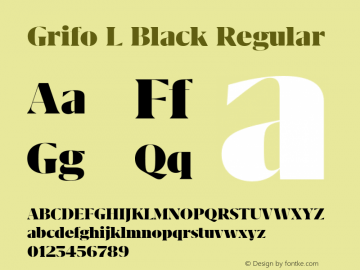 Grifo L Black Regular Version 1.000;PS 001.000;hotconv 1.0.88;makeotf.lib2.5.64775 Font Sample