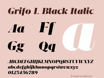 Grifo L Black Italic Version 1.000;PS 001.000;hotconv 1.0.88;makeotf.lib2.5.64775图片样张