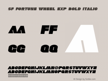 SF Fortune Wheel Exp Bold Italic 1.0 Font Sample