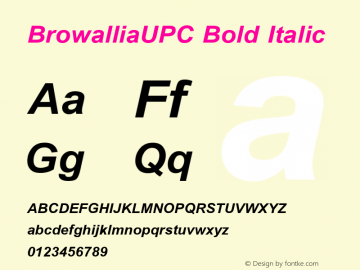 BrowalliaUPC Bold Italic Version 2.1 - July 1995图片样张
