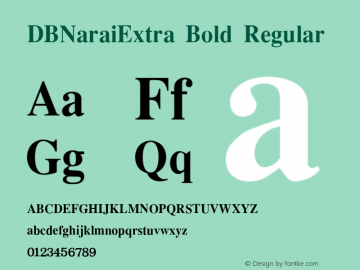 DBNaraiExtra Bold Regular Version 1.000 2004 initial release Font Sample