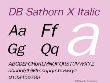 DB Sathorn X Italic Version 3.000 2006 Font Sample