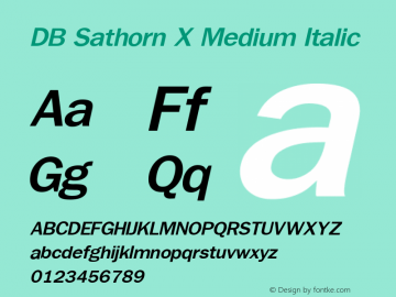 DB Sathorn X Medium Italic Version 3.000 2006图片样张