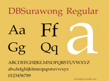 DBSurawong Regular Version 1.000 2004 initial release Font Sample