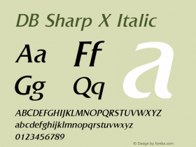 DB Sharp X Italic Version 3.000 2006 Font Sample
