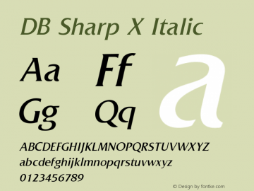 DB Sharp X Italic Version 3.000 2006 Font Sample