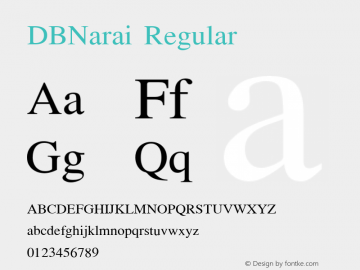 DBNarai Regular Version 1.000 2004 initial release Font Sample