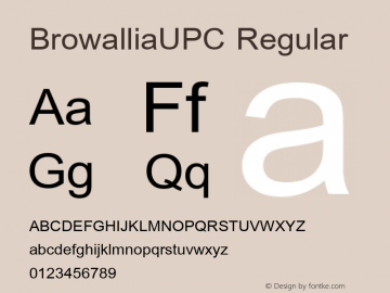 BrowalliaUPC Regular Version 2.1 - July 1995 Font Sample