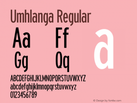 Umhlanga Regular Version 1.101;PS 001.101;hotconv 1.0.88;makeotf.lib2.5.64775 Font Sample