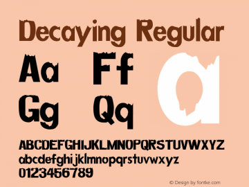 Decaying Regular Macromedia Fontographer 4.1.5 10/22/00 Font Sample