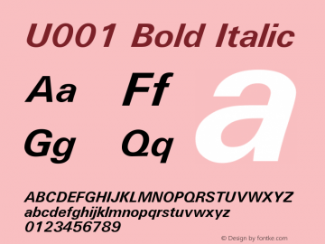 U001 Bold Italic Version 1.05图片样张