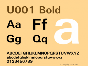 U001 Bold Version 1.05 Font Sample
