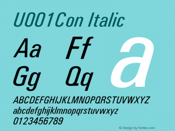 U001Con Italic Version 1.05 Font Sample