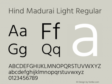 Hind Madurai Light Regular Version 1.000;PS 1.0;hotconv 1.0.86;makeotf.lib2.5.63406 Font Sample