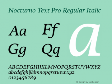 Nocturno Text Pro Regular Italic Version 1.000 Font Sample