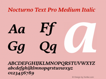 Nocturno Text Pro Medium Italic Version 1.000 Font Sample