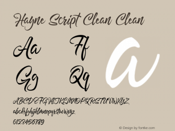 Hayne Script Clean Clean Version 1.000 | Dexsar Harry Anugrah (Majestype) Font Sample