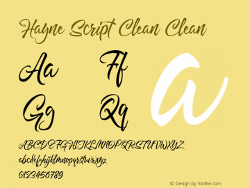 Hayne Script Clean Clean Version 1.000 | Dexsar Harry Anugrah (Majestype) Font Sample