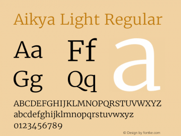 Aikya Light Regular Version 1.00 b004 Font Sample